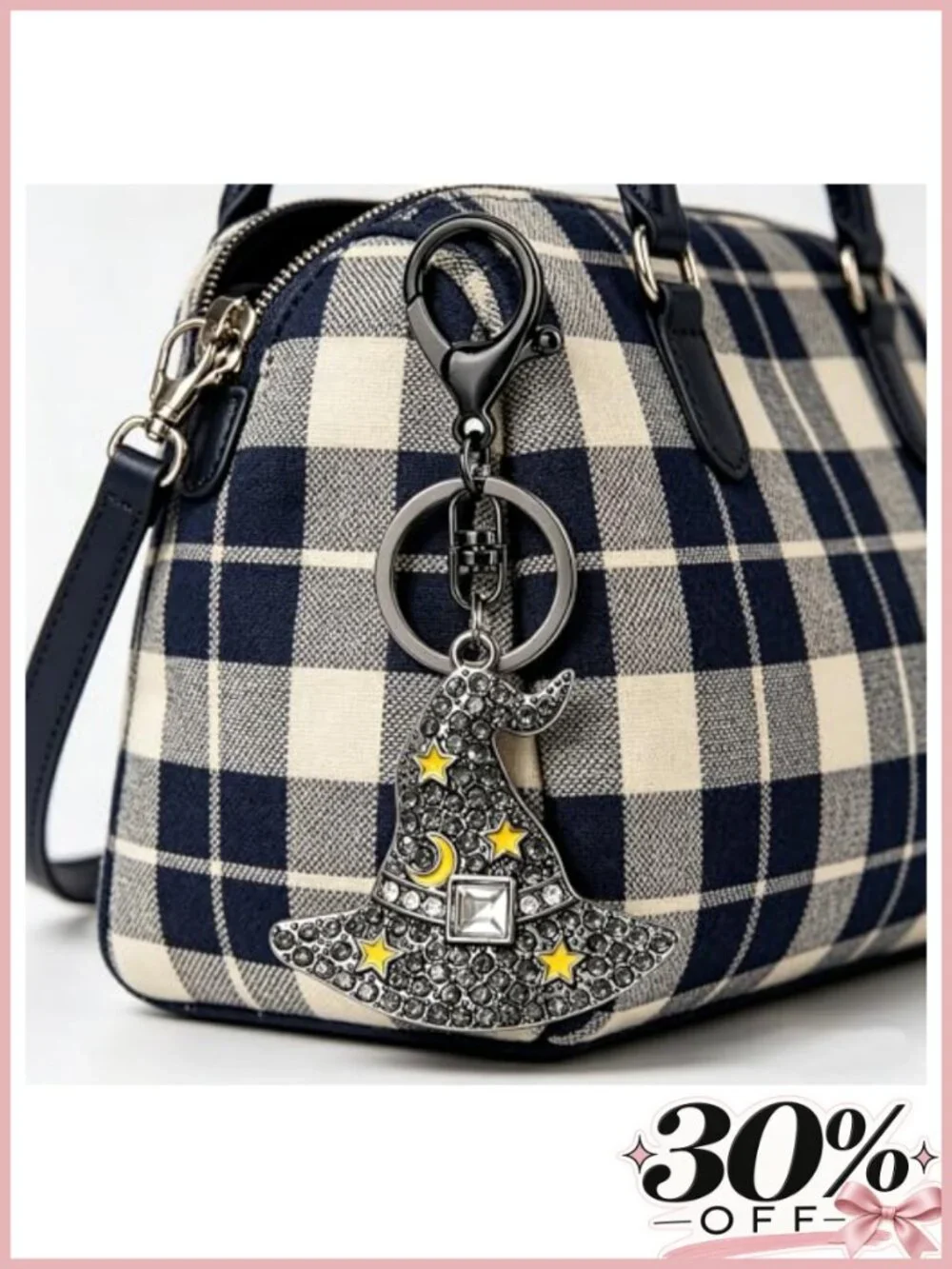 Rhinestone Halloween Keychain Purse Charm Ghost Pumpkin Bat Witch Hat Sparkly